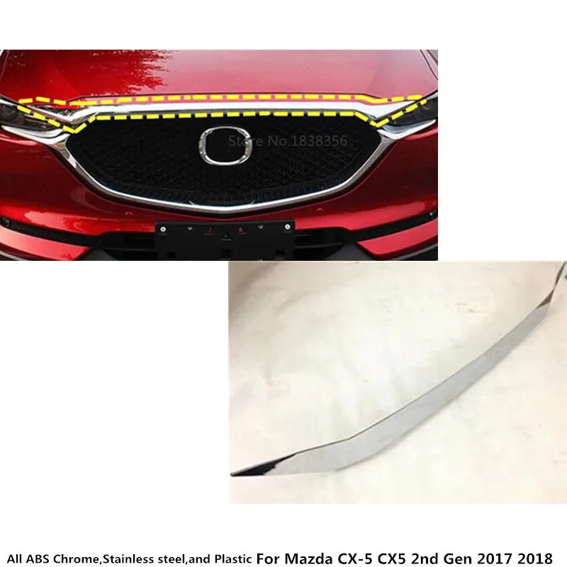 For Mazda CX-5 CX5 2nd Gen 2017 2018 car styling body ABS Chrome front engine Machine grille upper hood stick lid trim lamp 1pcs цена For Mazda CX-5 CX5 2nd Gen 2017 2018 car styling body ABS Chrome front engine Machine grille upper hood stick lid trim lamp 1pcs цены онлайн