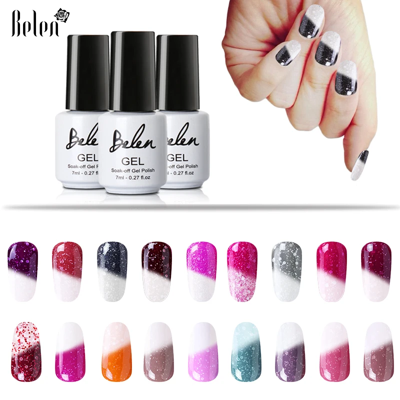 

Belen 7ML UV Thermo Change Color Gel Nail Polish Snowy Thermal Color Changing Semi Permanent Hybrid Lacquer GelLak Varnish