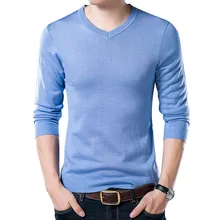 Модный однотонный вязаный мужской свитер с v-образным вырезом, пуловер с длинным рукавом, мужской Тонкий Повседневный приталенный винтажный свитер Hombre