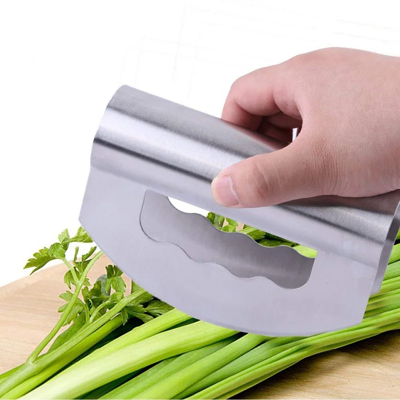 

Chopper Knife With Double Blade Protective Cover Stainless Steel Multipurpose Premium Salad Chopper For Home And Restaurant