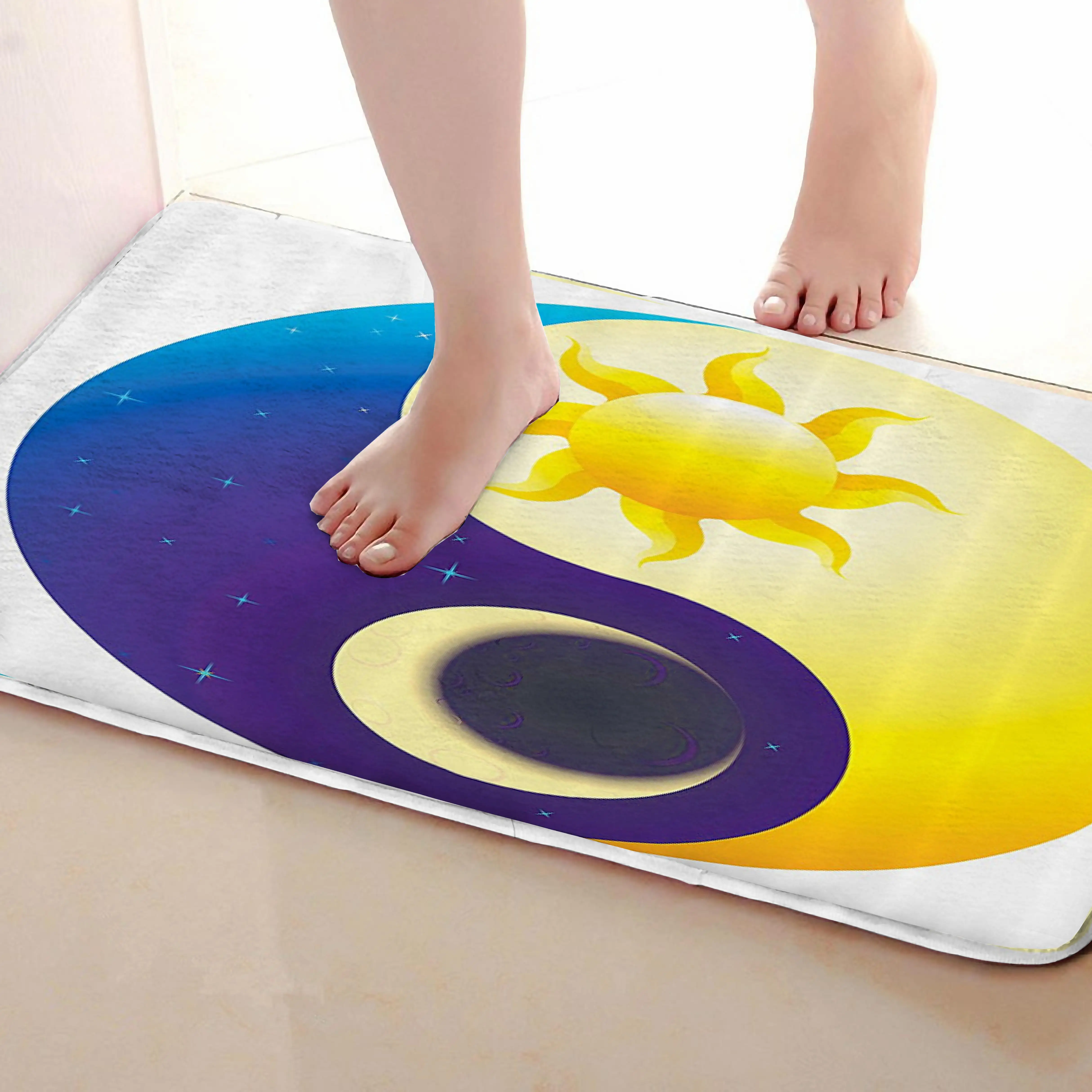 Коврик для ванной в стиле солнце и луна, забавный Противоскользящий коврик для ванной, занавески, аксессуары для душа, подходящая занавеска для душа