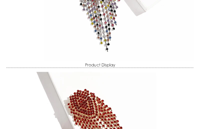 OUEMILY Luxury Crystal Water Drop Earrings for Women Big Earings Fashion Jewelry Long Red Blue White Green Rhinestone Earrings (3)