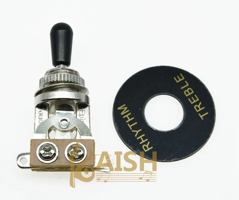 KAISH LP 3 Way Toggle Switch and Plate Chrome w/ Black Tip-in Guitar