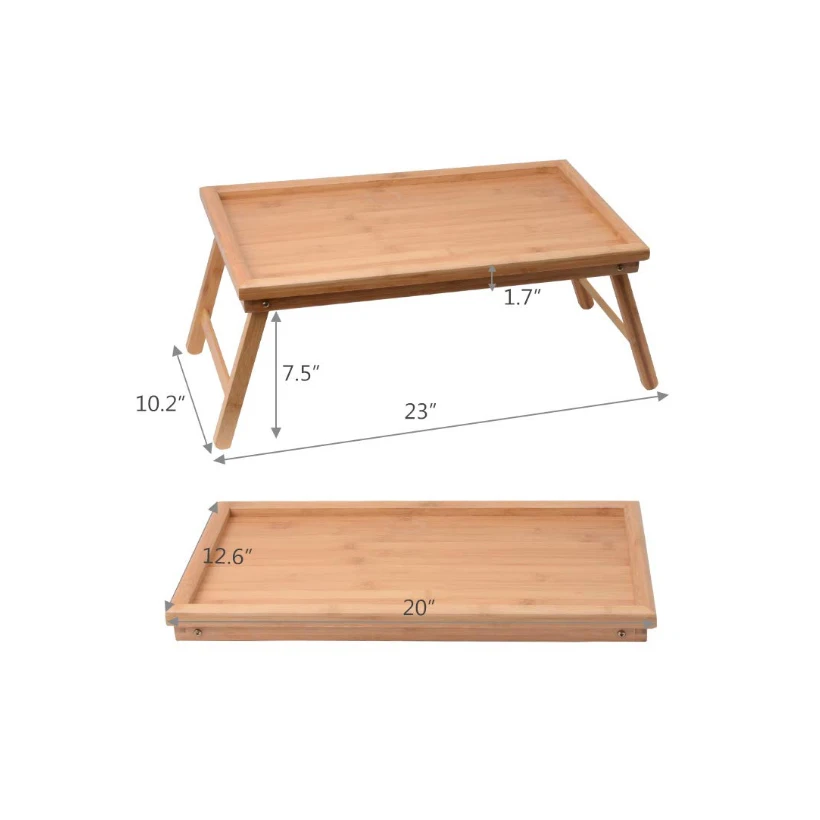 SUFEILE деревянный складной стол для ноутбука, поднос для завтрака, поднос для кровати, регулируемая складная с откидной верхней частью и ножками компьютерная настольная подставка