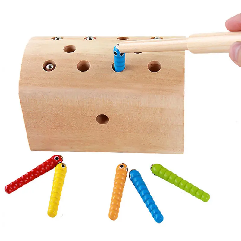 

Children Puzzle Cartoon Toys Wooden Catching Worms Game Magnetic Baby Hand Eye Coordination Exercise Kid Educational Toy YJS Dro