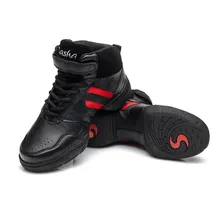 Free Shipping New Style Black Red Genuine Leather Dancing Sneakers Shoes Modern Dance Shoes Jazz Shoes Zapatilla De Deporte B52E