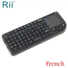 Original Rii Mini X1 French(Azerty) Mini 2.4GHz Wireless Keyboard Air Mouse with TouchPad for Android TV Box/Mini PC/Laptop