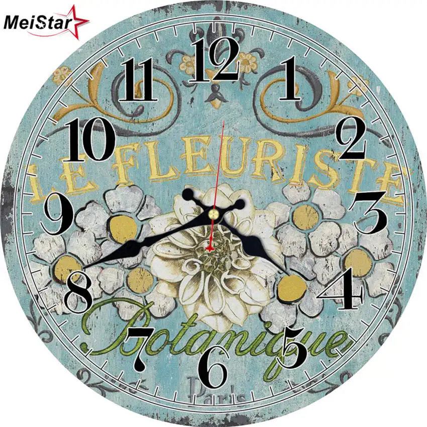 Rétro Vintage Cooking With Love Design 34 cm Rond Shabby Chic Horloge murale Nouveau