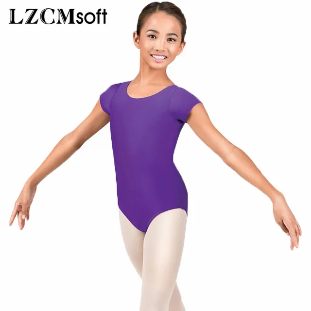 LZCMsoft Black Short Sleeve Leotards for Girls Ballet Tights Lycra ...