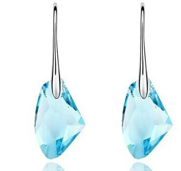 

JS E004 Austrian Crystal Earrings White Gold Color Silver Earrings Nickel Free Fashion Earrings 2014 Pendientes Women