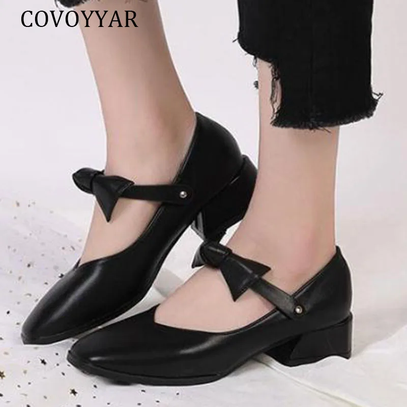 

COVOYYAR 2019 New Fashion Women Flats Spring Autumn Shallow Casual Shoes Woman Sweet Bow Slip on Dual Use Mary Janes WFS453