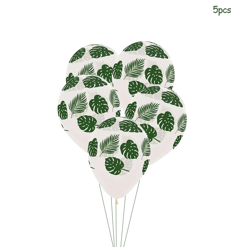 5 шт. латексные воздушные шары с тропическим пальмовым листом, воздушные шары с зелеными листами, Летние Гавайские пляжные фламинго, украшения для дня рождения - Цвет: White