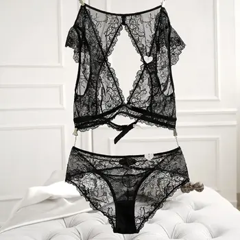 

NEW Arrival Sexy See-through Lace Floral Bra Bkini Set Women Underwear Lingerie