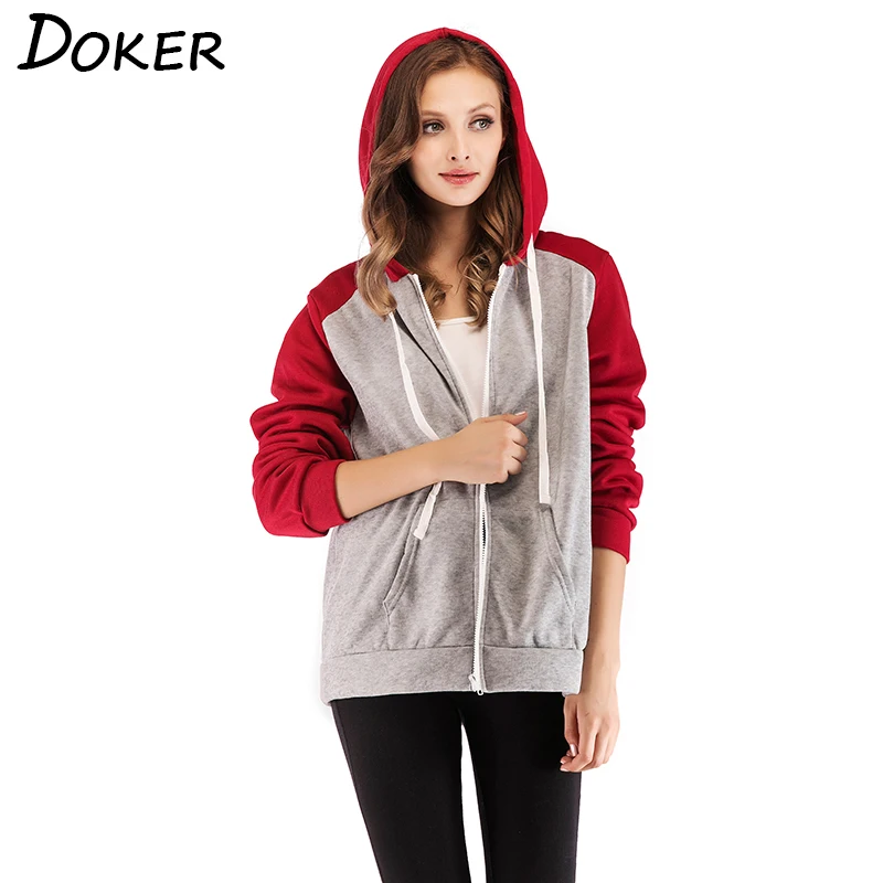 2018 جديد سستة خليط هوديي المرأة طويلة الأكمام جيب مقنعين البلوز عارضة الخريف زائد حجم سترة Moletom Feminino 5XL