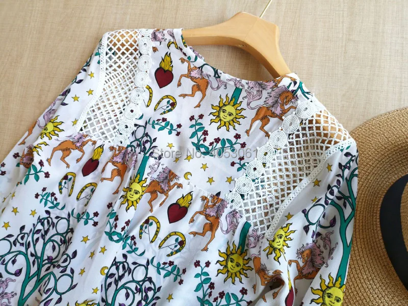 Топ-версия, шелк,, женская блуза с v-образным вырезом и принтом, с длинным рукавом, в стиле пэчворк, топ-, блуза в богемном стиле, рубашка