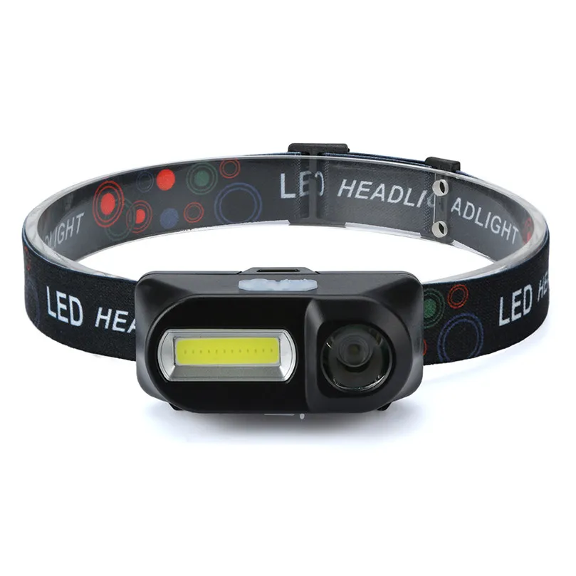 Mini Waterproof XPE COB LED 6-mode Headlight Headlamp USB Rechargeable 18650 Battery Head Light Lamp Flashlight for Outdoor@15 - Испускаемый цвет: Lamp head size