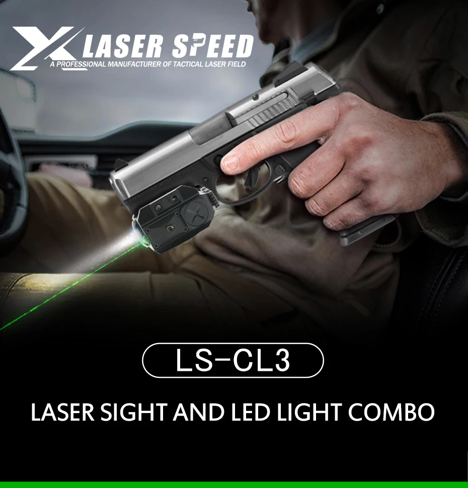 Лазерный прицел Laserspeed с зеленым лазером, светодиодный светильник, комбинированный пистолет, зеленый лазерный прицел, лазерный указатель