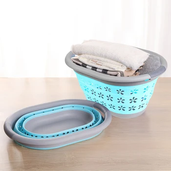 

Folding Plastic Dirty Clothing Hamper Storage Laundry Basket Round Large Capacity Clothes Toy Laundry Holder Organizer