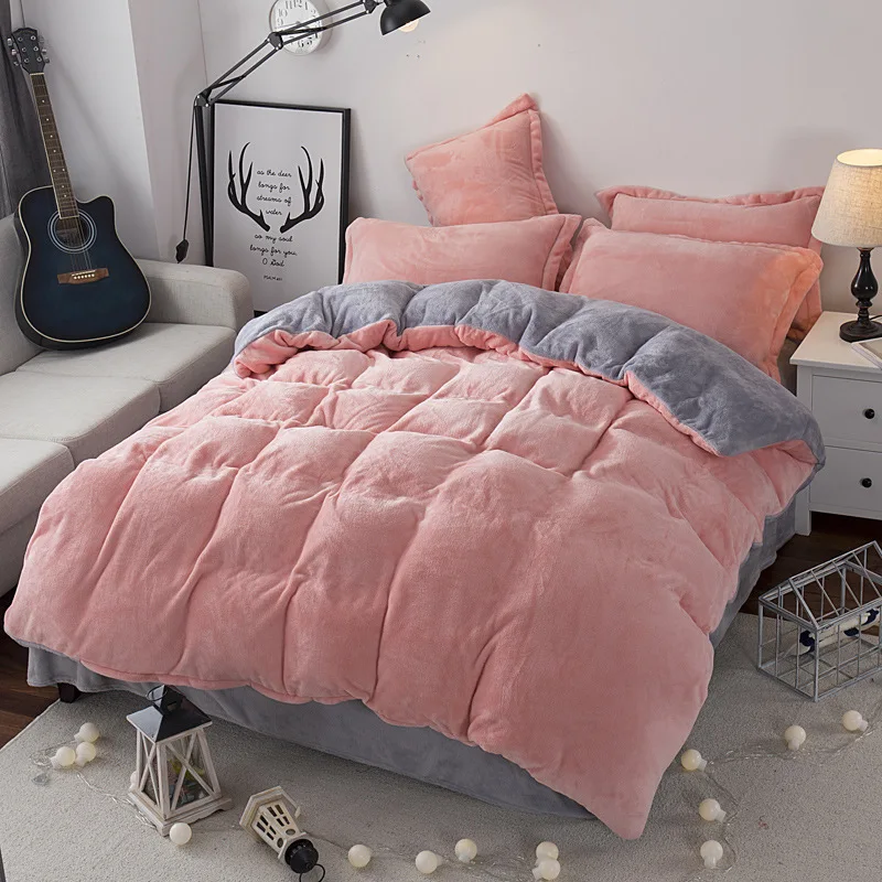 

Free Shipping Modern Style Soft Fay Velvet Duvet Cover Set Bed Sheet Pillowcase King Size Super Soft Bedding Sets JAJU037