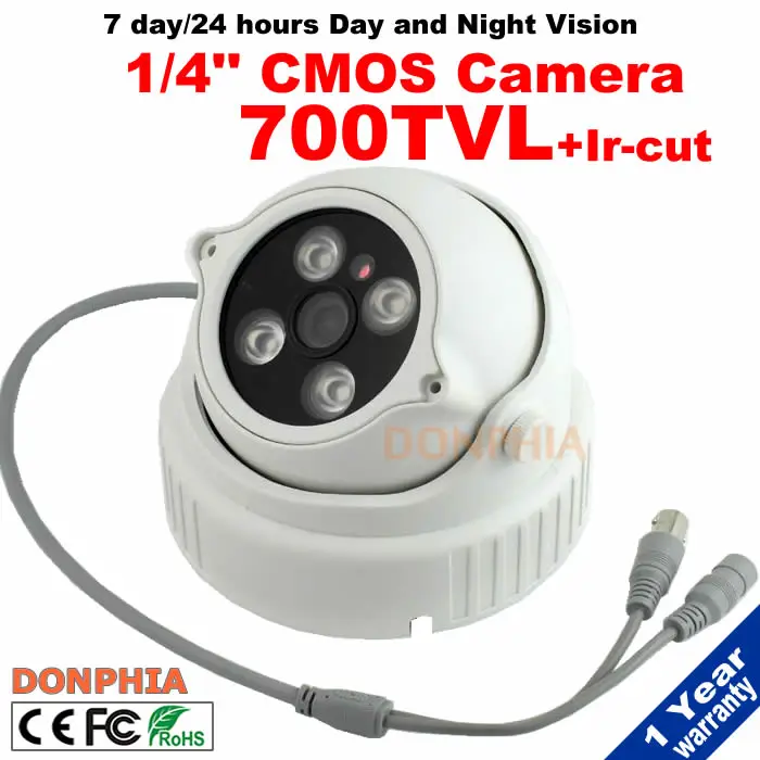 

Free shipping!Home CCTV Dome Indoor Security Camera 700TVL Infrared Day Night Vision for Analog DVR Surveillance System (White)