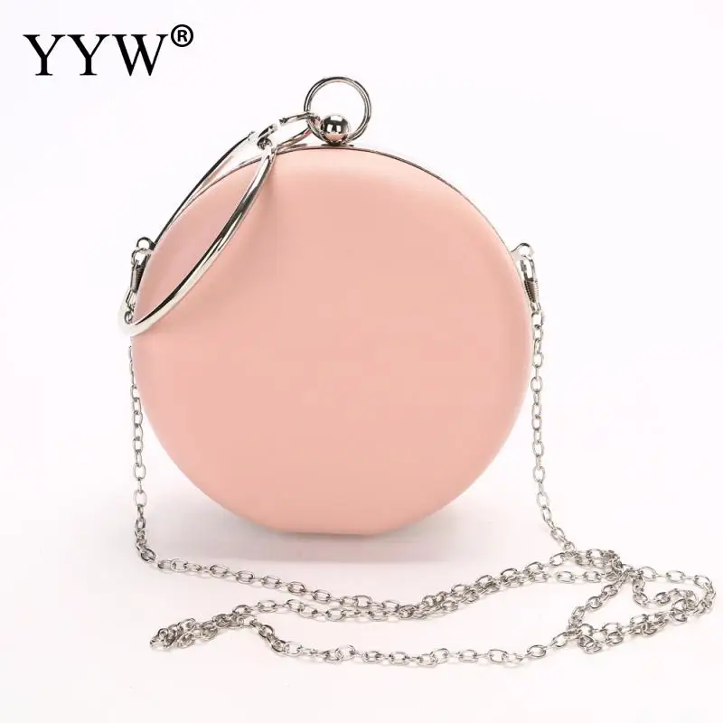 round clutch Women wedding Handbag Metal Small Clutch Purse pink Sac