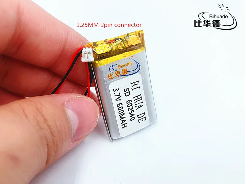 li-po 1.25mm plug 3.7V 600mAH 602540 Polymer lithium ion/Li-ion battery for DVR RECORD MP3 MP4 TOY GPS SMART WATCH SPORT CAMERA |