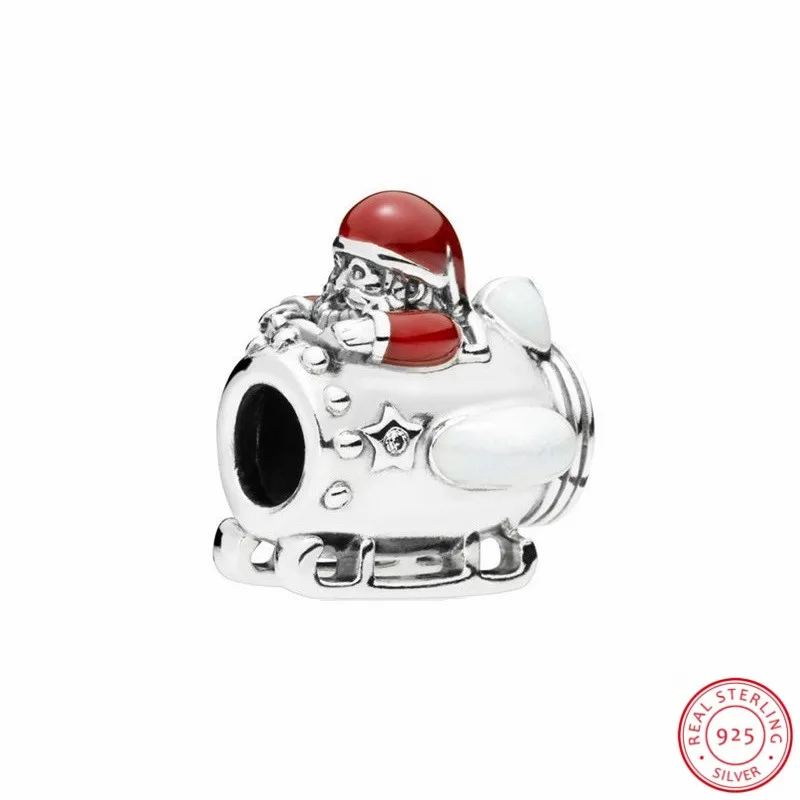 

Silver 925 Santa in Space Charm Clear CZ Mixed Enamel Fit Pandora Bracelet DIY Women Jewelry Making Christmas Gift FL880