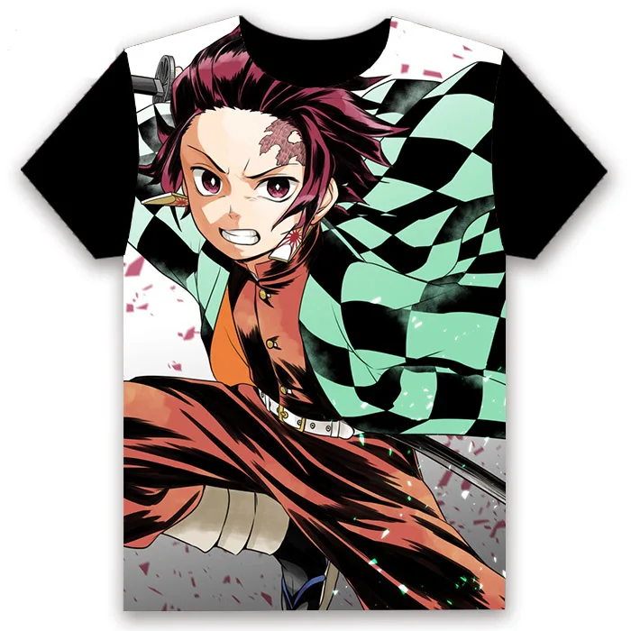 Мужская футболка аниме Demon Slayer: Kimetsu no Yaiba Kamado Tanjirou с принтом коротким рукавом