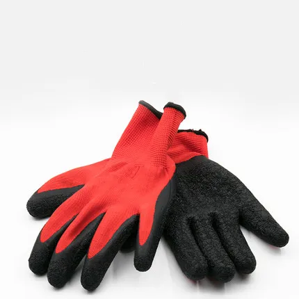 1 пара нейлоновые рабочие перчатки с эффектом складок и клея противоскользящие маслостойкие утолщенные рабочие защитные рабочие перчатки хорошее сцепление - Цвет: red