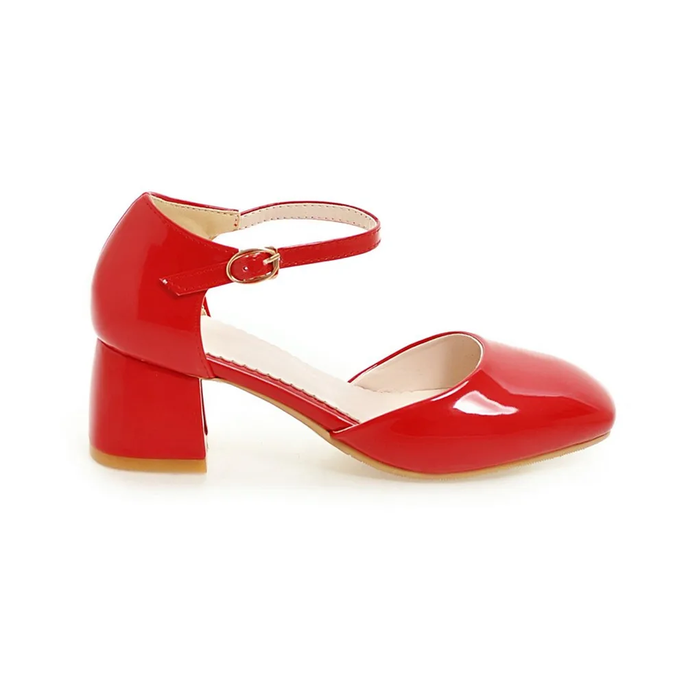 MEMUNIA/ г.; модные милые туфли-лодочки на Высоком толстом каблуке; Женские однотонные весенние туфли из лакированной кожи с квадратным носком; цвет красный, черный