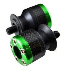 BJMOTO 8MM Universal Motorcycle Carbon Fiber Aluminum Swingarm Spools Slider Stand Screws Green For Kawasaki Suzuki Ducati