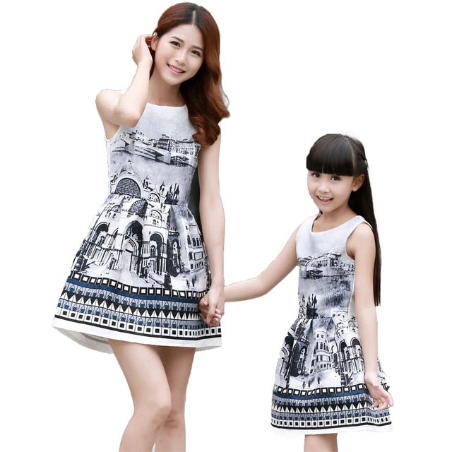 Mother And Daughter Dresses Summer 2016 Kids Baby Girls Family Look Clothing Teenage Vintage Chinese Mother And Daughter Dresses Summer 2016 Kids Baby Girls Family Look Clothing Teenage Vintage Chinese