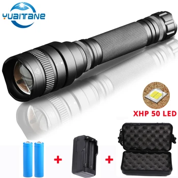 

LED Torch 30W Chip Lamp XHP 50 Powerful Waterproof Tactical LED Flashlight torch Zoom xhp50 Lantern By 2*18650 Battery