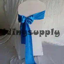 100 сапфир атласная лента для кресло Свадебные Чехлы для стульев пояс-кушак ленте стул для банкета