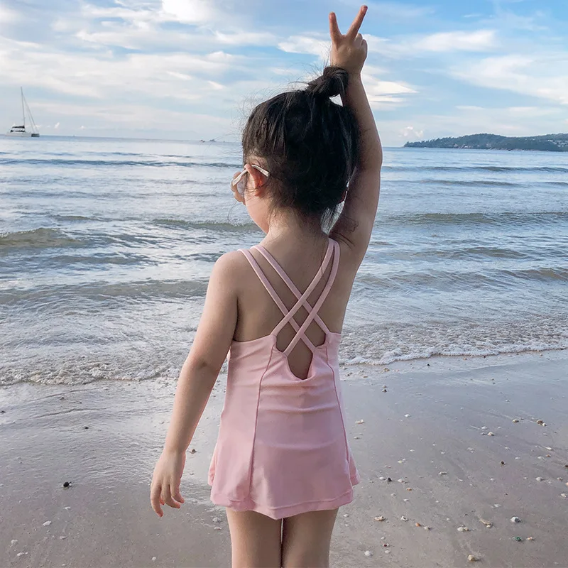 

Summer Pink Girls Cross Harness Swimsuit Children Sets For Baby 75-125cm