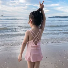 Summer Pink Girls Cross Harness Swimsuit Children Sets For Baby 75-125cm