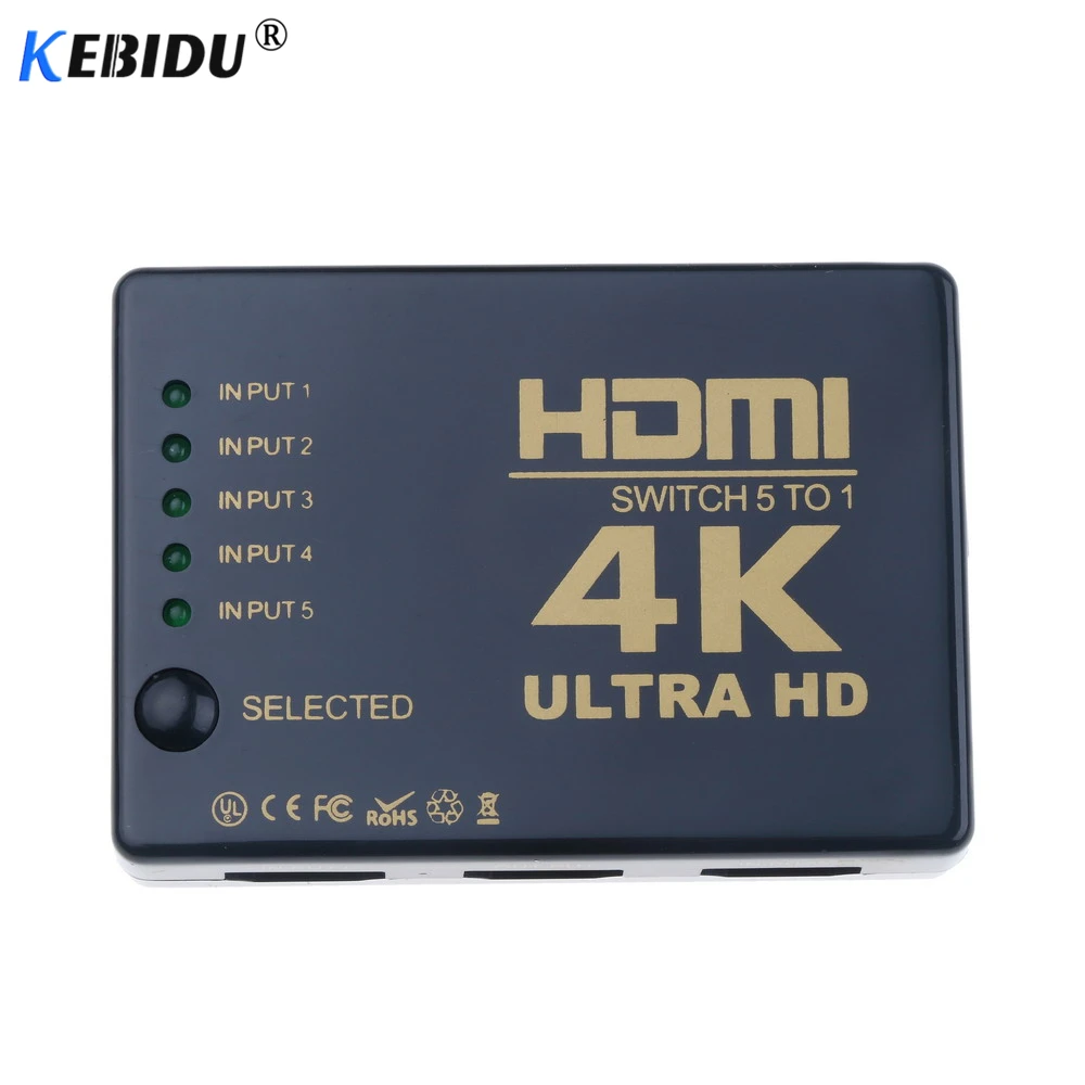 Kebidu 4K* 2K HDMI переключатель HDMI HDTV 1080p 5-Порты и разъёмы 3-Порты и разъёмы вход до 1 переключатель разветвитель с ИК-пульт дистанционного управления 3D для PS3 Xbox 360