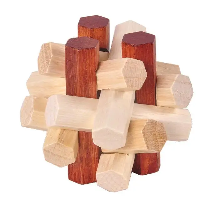 Классическая сложная 12 частей IQ 3D деревянная головоломка заусенцев игра для взрослых