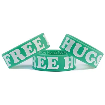 

300pcs One Inch Campaign Free Hugs wristband silicone bracelets free shipping by DHL express