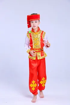 

Children Miao Performance Clothes Hmong Clothing Boys Silk Stage Performances Costumes Dai Dance Costumes