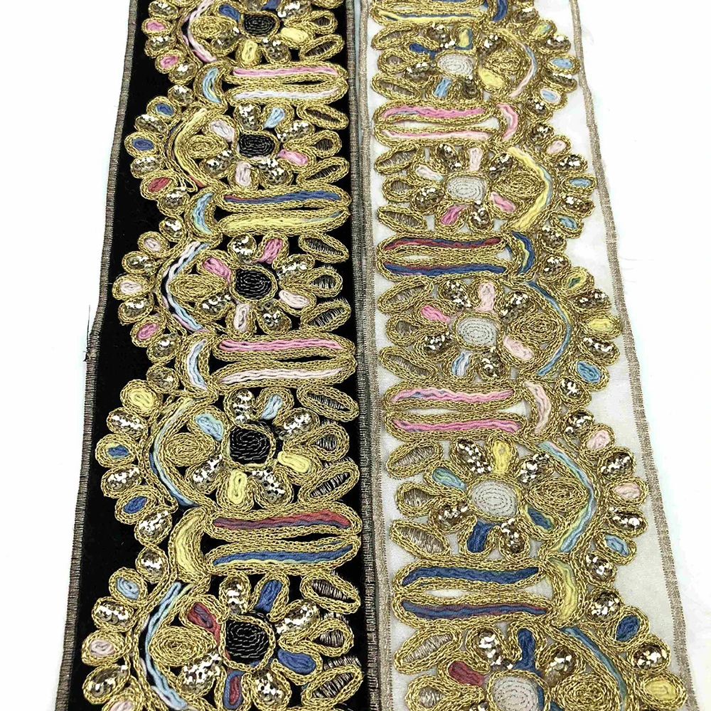 

Lychee Life 1 Yard Golden Flower Lace Trim Polyester Lace Ribbon DIY Handmade Sewing Dress Clothes Supplies Decor