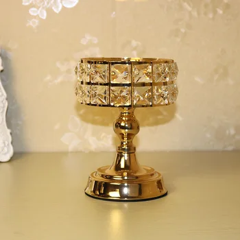 

European Crystal Candlestick Hotel Decoration Articles Wedding Projects Creative Single Head French Golden Crystal Candlestick