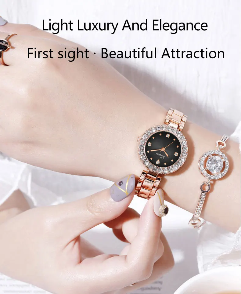 Модные золотые женские наручные часы, роскошные простые женские часы с браслетом, повседневные стильные женские Подарочные часы, 2 шт. в комплекте, стиль Ulzzang