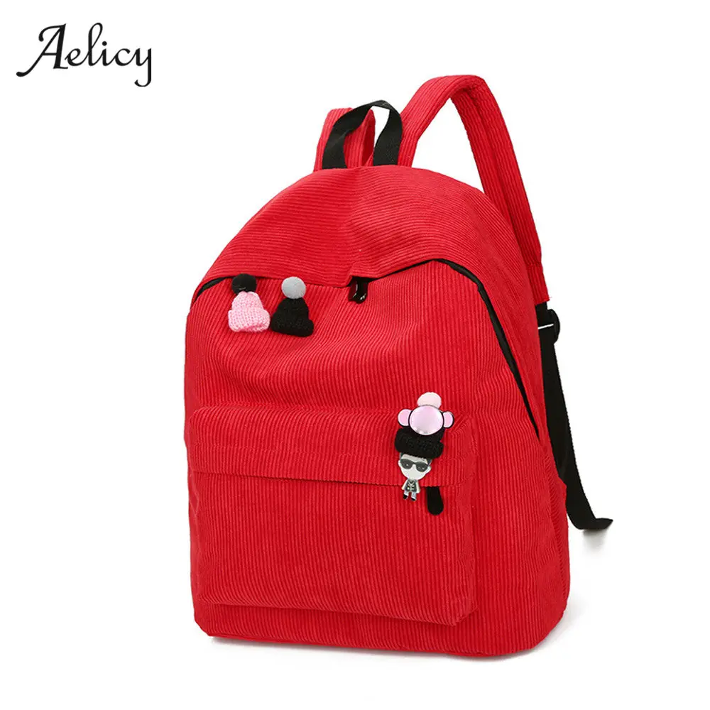 

Aelicy 2019 Fashion Women Corduroy Backpack High Quality Simple Mochila Escolar Women Backpack School Bag Female Rugzak 0914