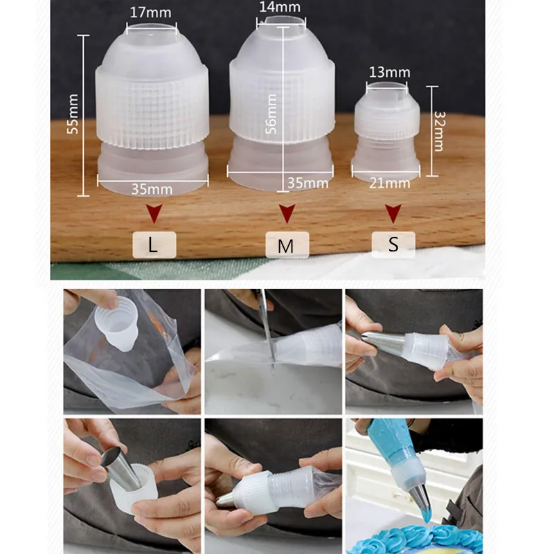 Набор адаптеров для пластиковых пакетов обледенения S/M/L 3 шт.|cake decorating tools|decorating