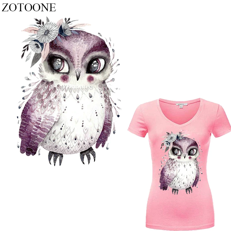 

ZOTOONE Watercolor Owl Iron on Transfers for Clothing A-Level Washable Parches Ropa T-Shirt Diy Decoration Heat Transfer Vinyl E