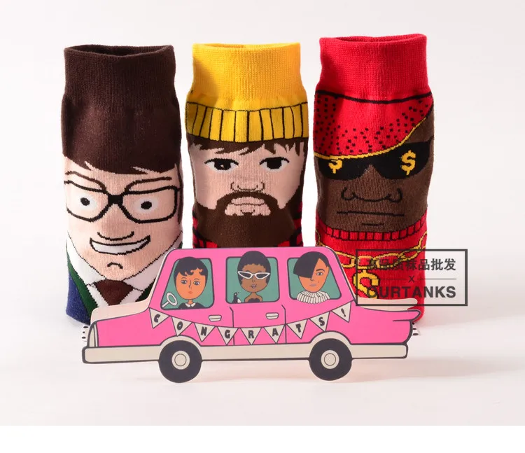 Новинка 2017 года корейский для мужчин хлопок в носки без пятки Мультфильм Креативные носки