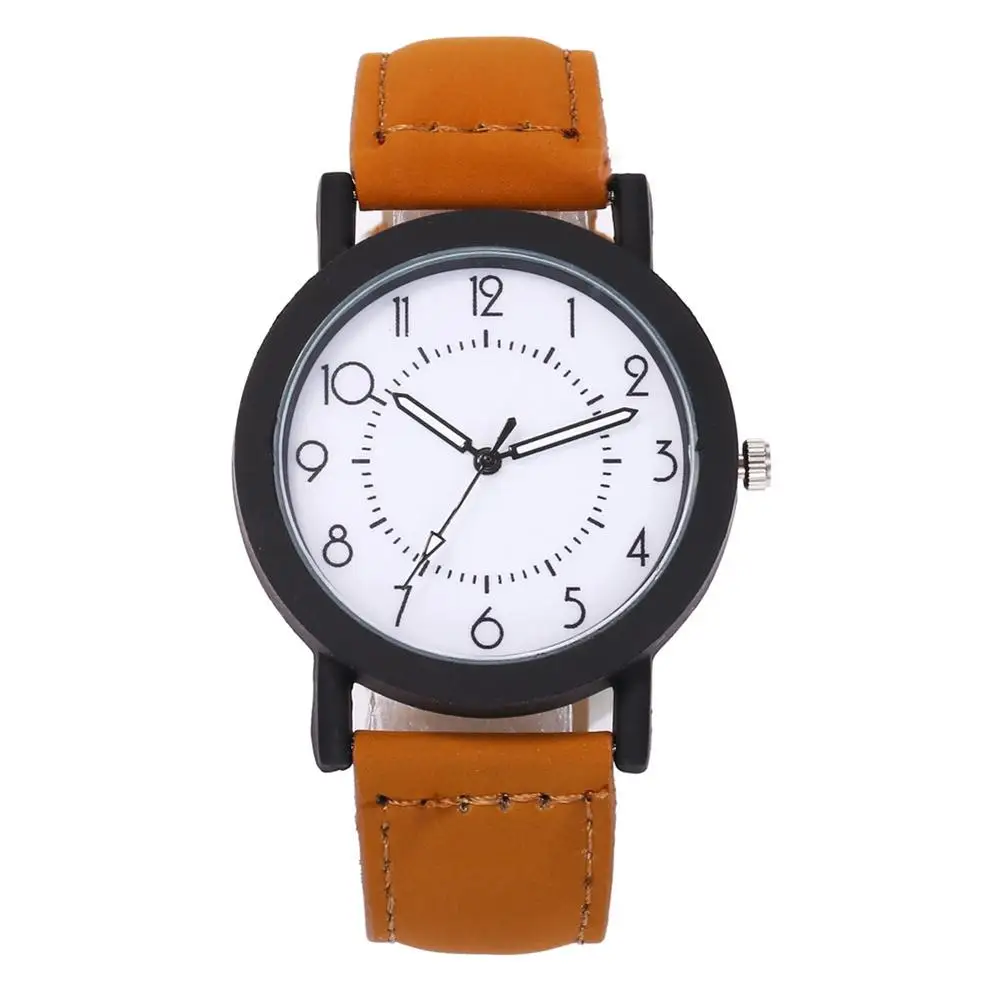 

reloj hombre 2018 Men Casual Faux Leather Arabic Numbers Quartz reloj Analog Round Dial Wrist Watch relogio