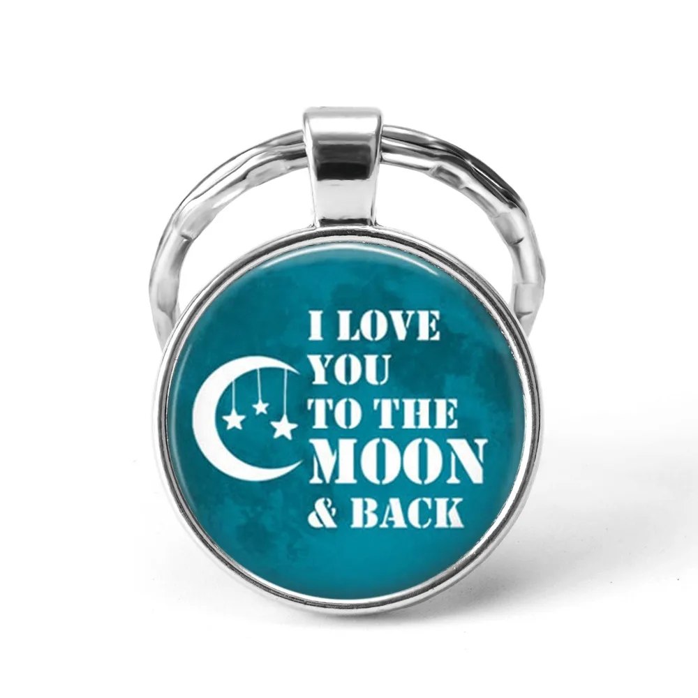 I Love You To The Moon and Back брелок для ключей Valentine's Jewelry стеклянный кулон пар подарок