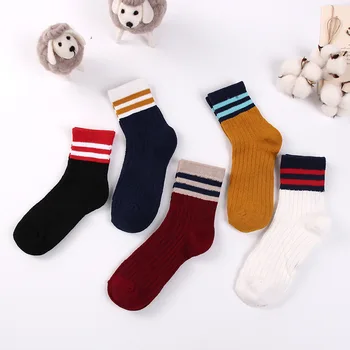 

2018 New Spring And Summer Full Cotton Children Socks Stripe Candy Color Children In Socks For 1-9 Year Boys Sock Sports Socks